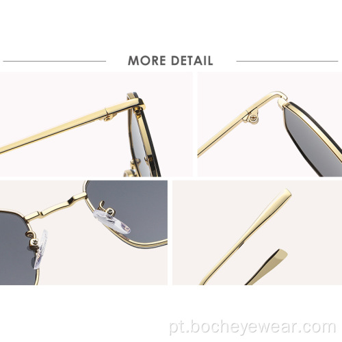 Novos óculos de sol de armação pequena de polígono da moda, óculos de sol de metal da tendência europeia e americana, óculos de sol de estilo de rua s21039